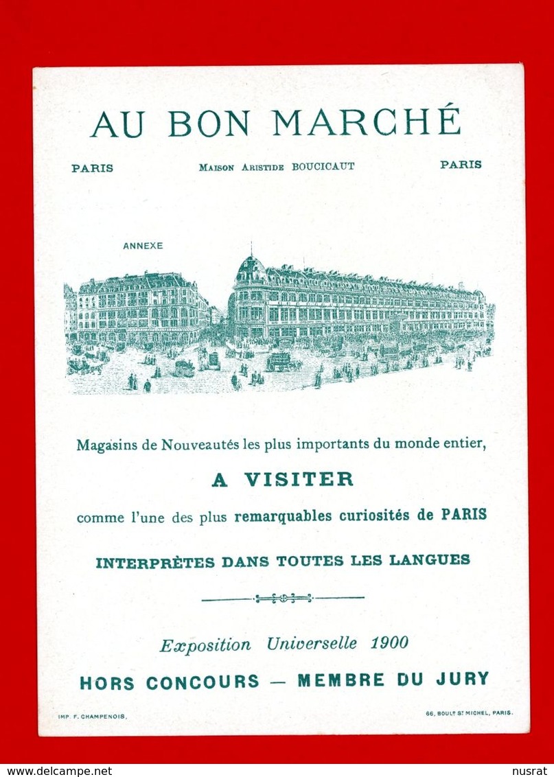 Au Bon Marché, Chromo Grand Format Lith. Champenois CH-10, La Vie Maritime, Lavage Du Pont - Au Bon Marché