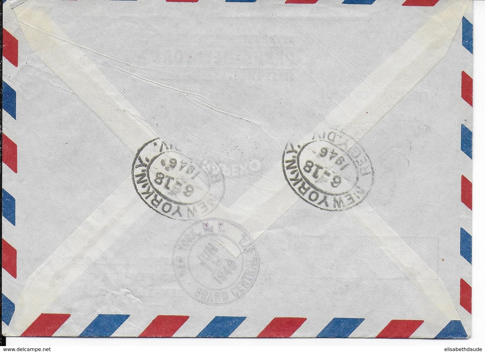 1946 - TCHECOSLOVAQUIE - ENVELOPPE  RECOMMANDEE 1° VOL PRAGUE à NEW YORK (USA) - Cartas & Documentos
