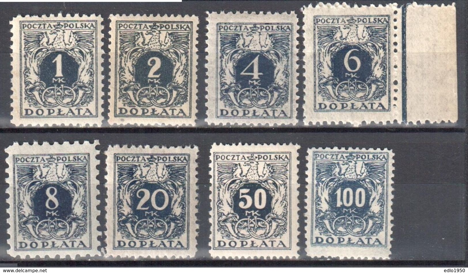 Poland 1921 - Postage Due - Mi.37-44 - MNH(**) - Portomarken