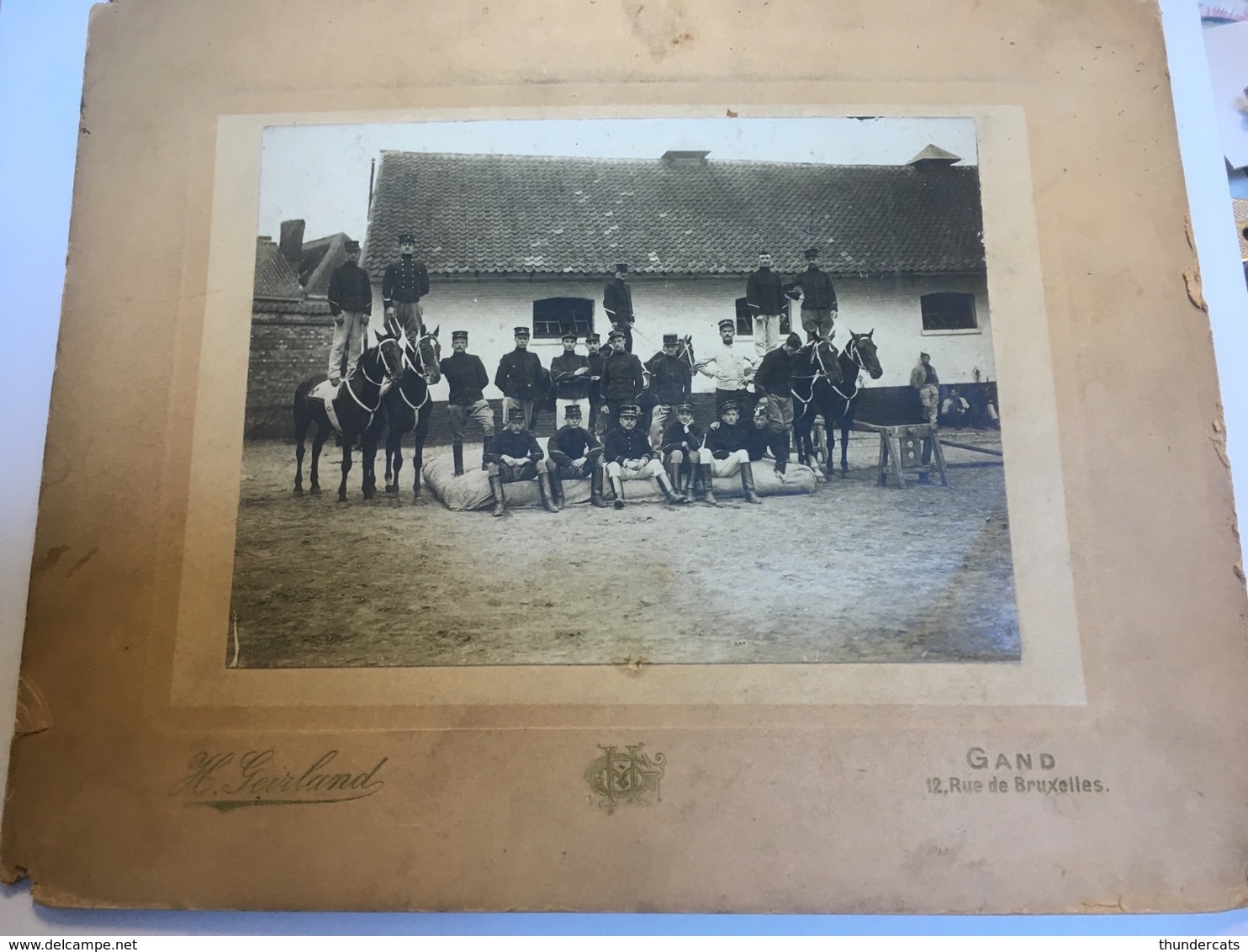 Oude Albumine Foto Gent Photo Gand H Geirland Soldaten Soldats Militaires Caserne Cheval ... - Alte (vor 1900)