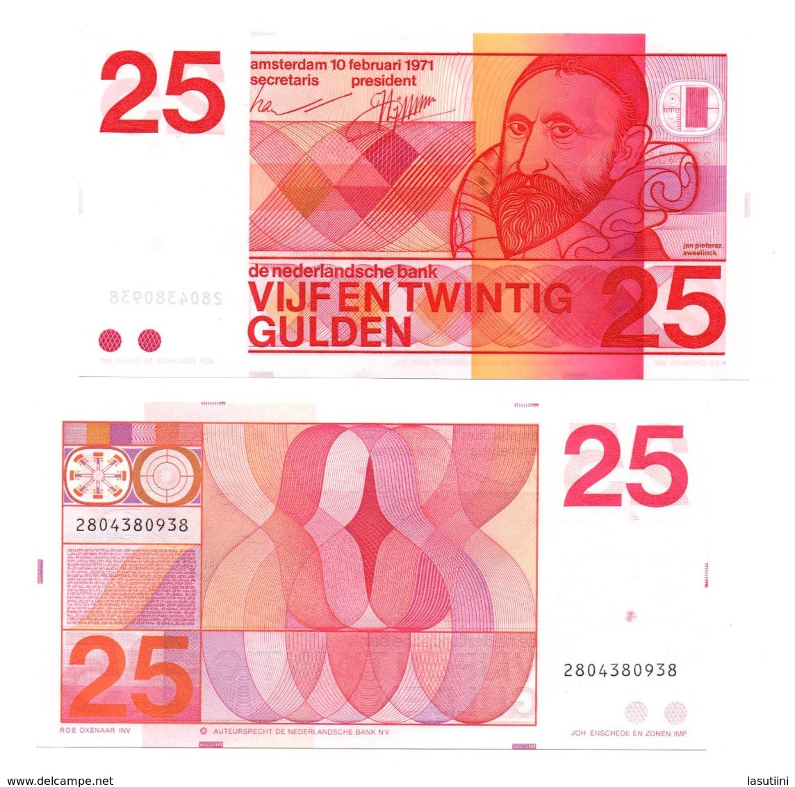 Nederland 25 Gulden 1971 P92a Sn938 AUNC - Autres & Non Classés