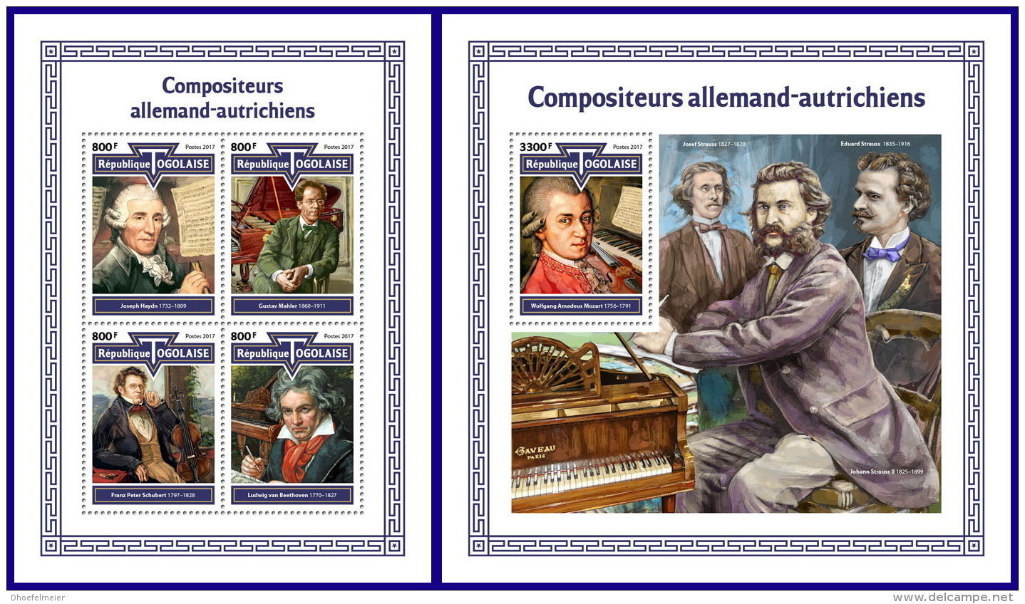 TOGO 2017 MNH** Composers Komponisten Compositeurs M/S+S/S - OFFICIAL ISSUE - DH1801 - Musik