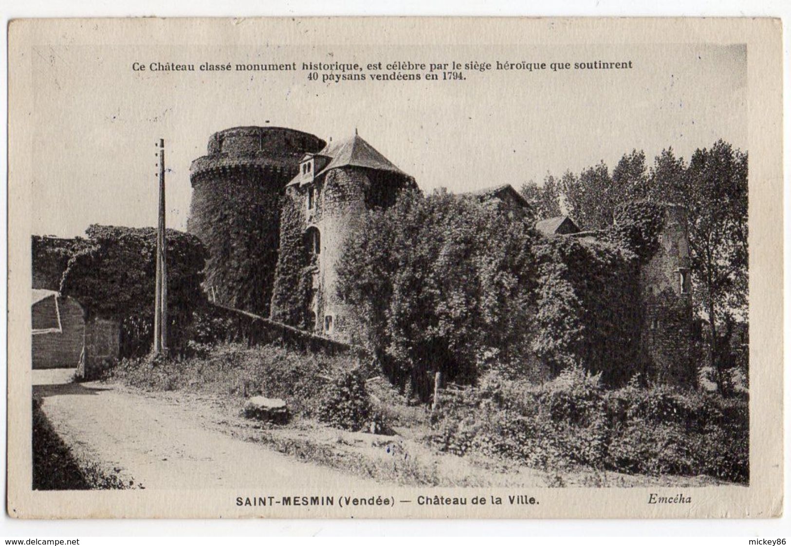 Env Pouzauges Et Cerizay(79)-SAINT MESMIN--1951-Chateau De La Ville -- Cachet Saint Mesmin-85 - Autres & Non Classés