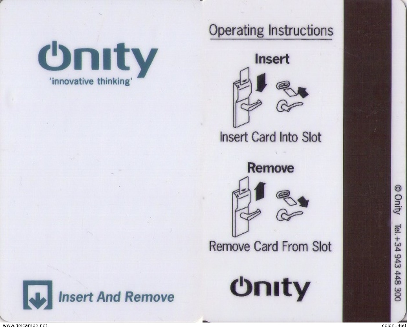 SPAIN. HOTEL KEY CARD. ONITY. 008. - Cartas De Hotels