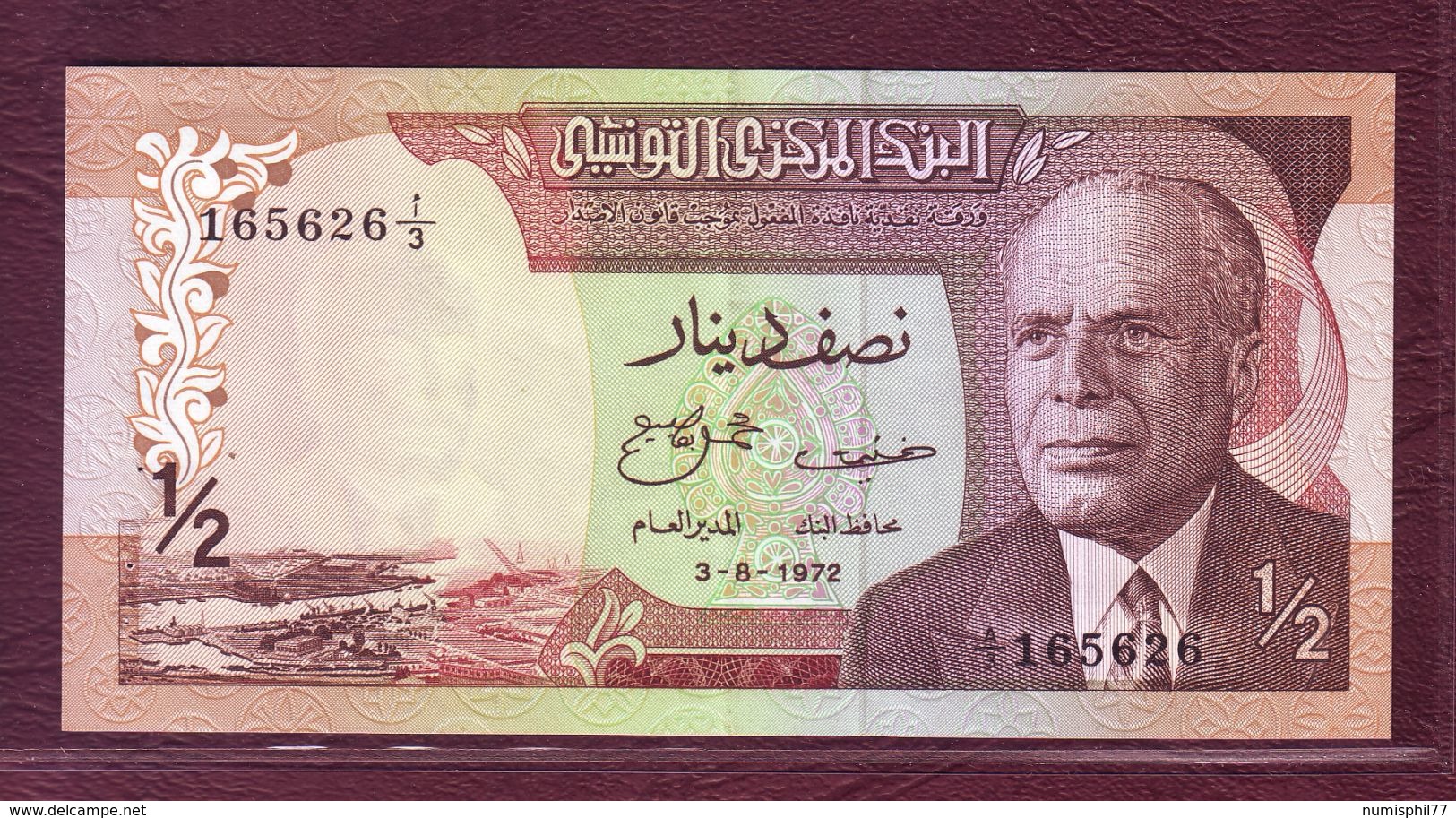 TUNISIE  -  1/2 DINAR  Habib Bourguiba - 03/08/1972 - P.66 - Tunesien