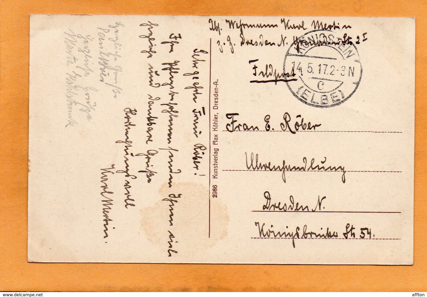 Wehlen E.d Elbe Germany 1917 Postcard - Wehlen