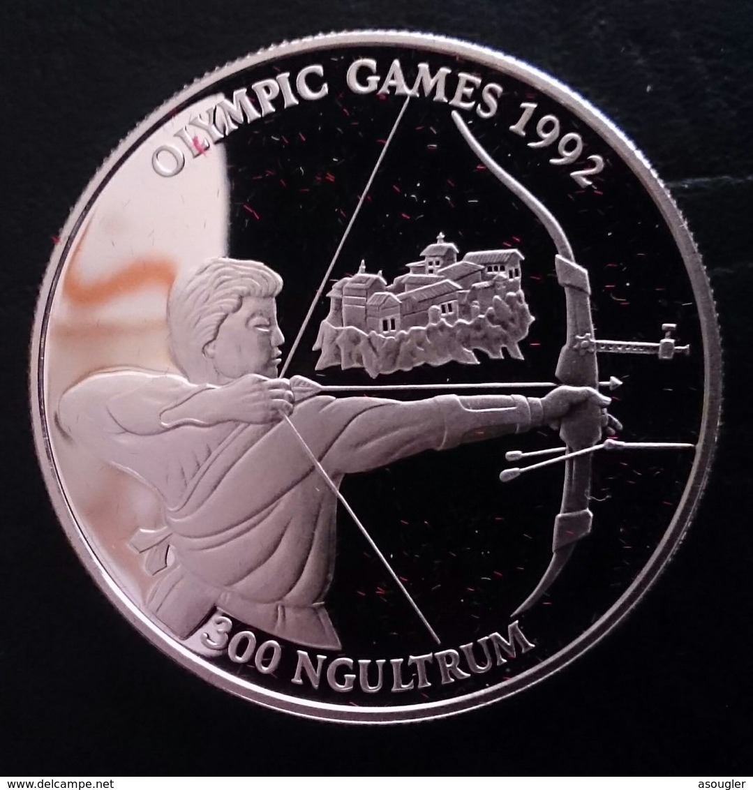 BHUTAN 300 NGULTRUM 1992 SILVER PROOF "OLYMPIC GAMES 1992" (free Shipping Via Registered Air Mail) - Butan