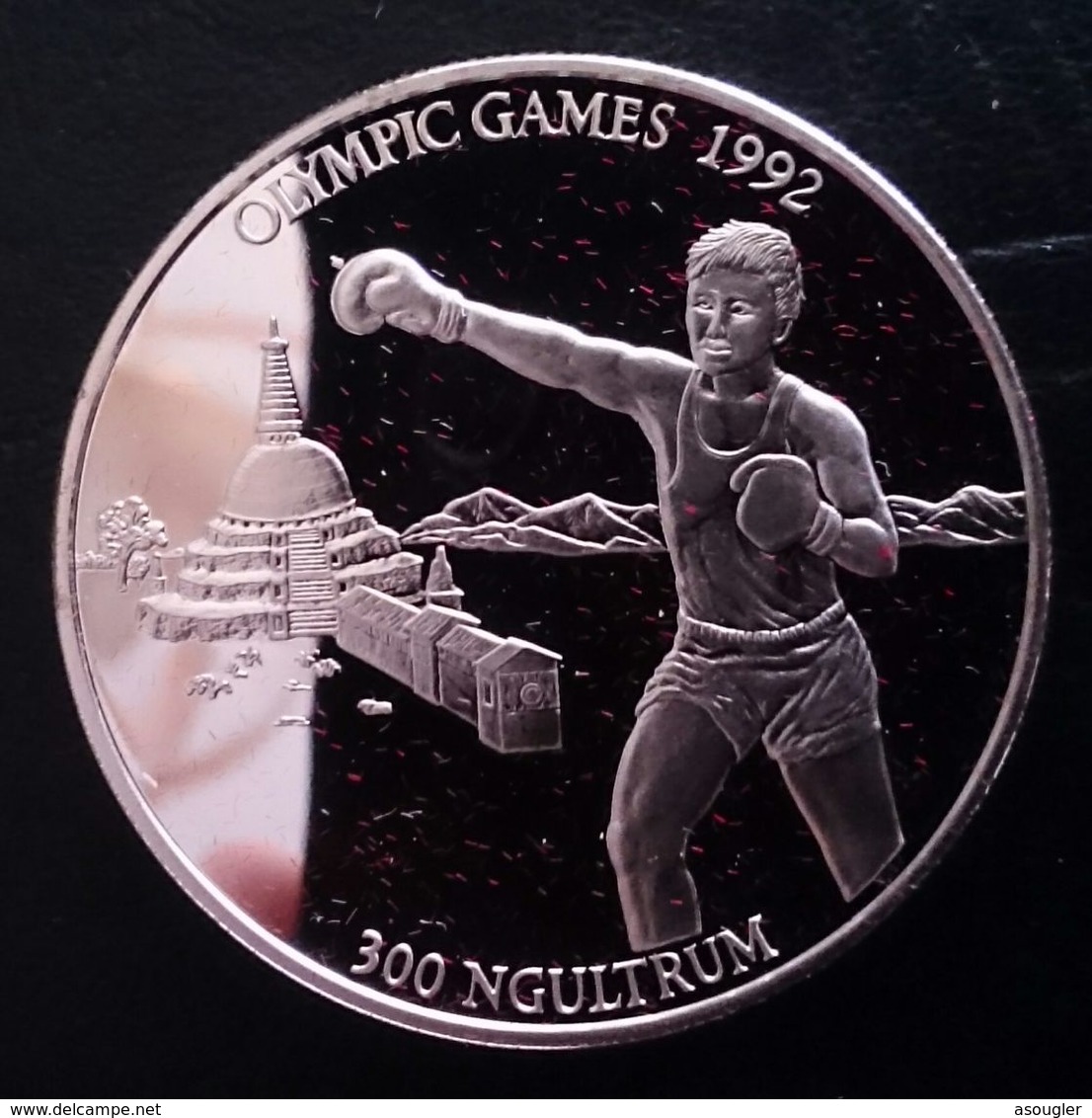 BHUTAN 300 NGULTRUM 1992 SILVER PROOF "OLYMPIC GAMES 1992" (free Shipping Via Registered Air Mail) - Butan