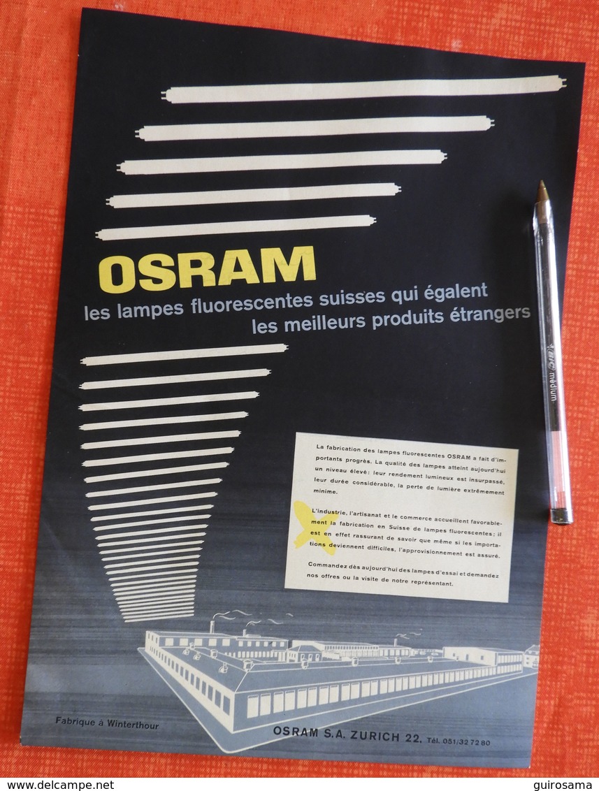 Osram  : Lampes Fluorescentes  - Zurich - 1952 - électricité - Switzerland