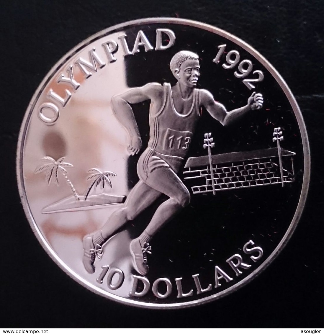 Solomon Islands 10 Dollars 1991 Sivler Proof "1992 Olympic Games" Free Shipping Via Registered Air Mail - Solomoneilanden