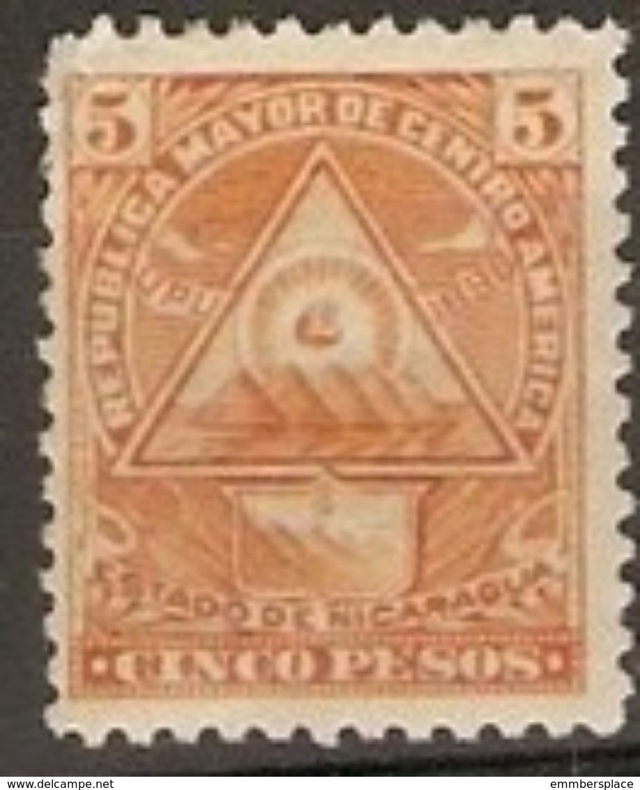 Nicaragua - 1898 Coat Of Arms 5p MH * - Nicaragua