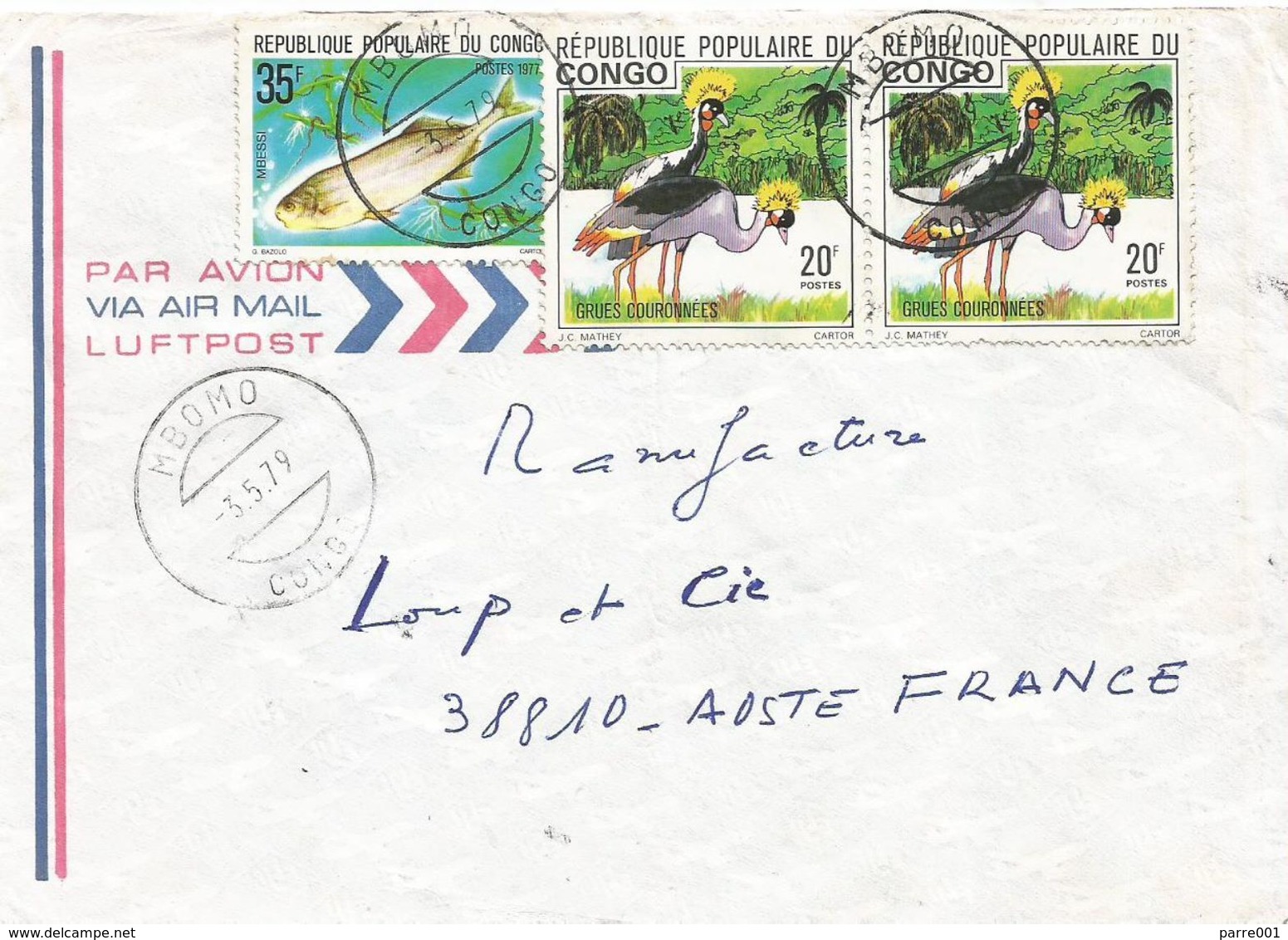 Congo 1979 Mbomo Crowned Stork Freshwater Fish Gnathoremus Lambouri Cover - Cigognes & échassiers