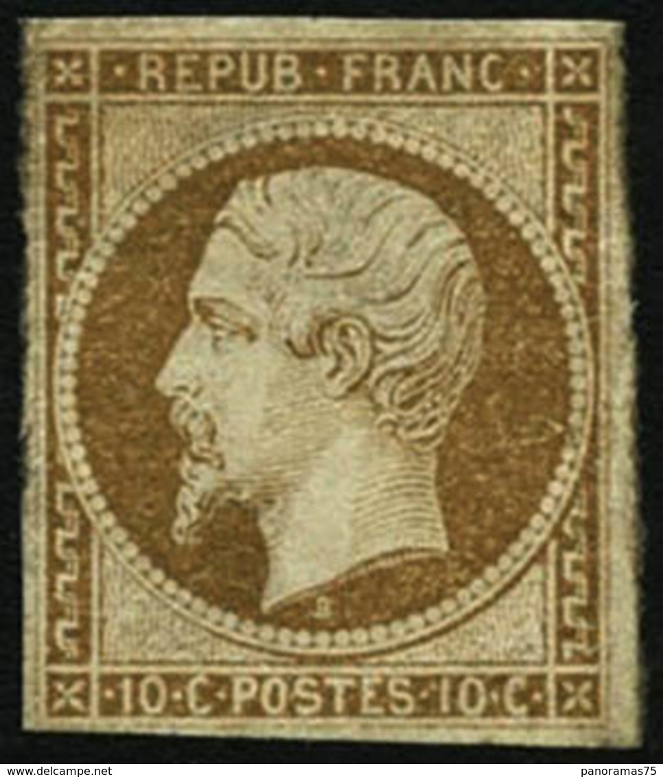 (*) N°9 10c Bistre, NSG Un Des Timbres Les Plus Rares De France - TB - 1852 Luigi-Napoleone