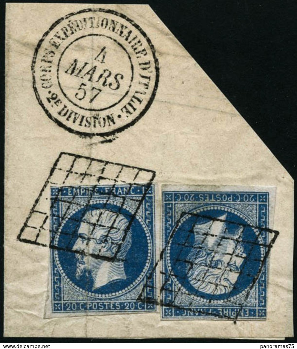 Oblit./fragment N°14A 20c Bleu, Type I - TB - 1853-1860 Napoléon III