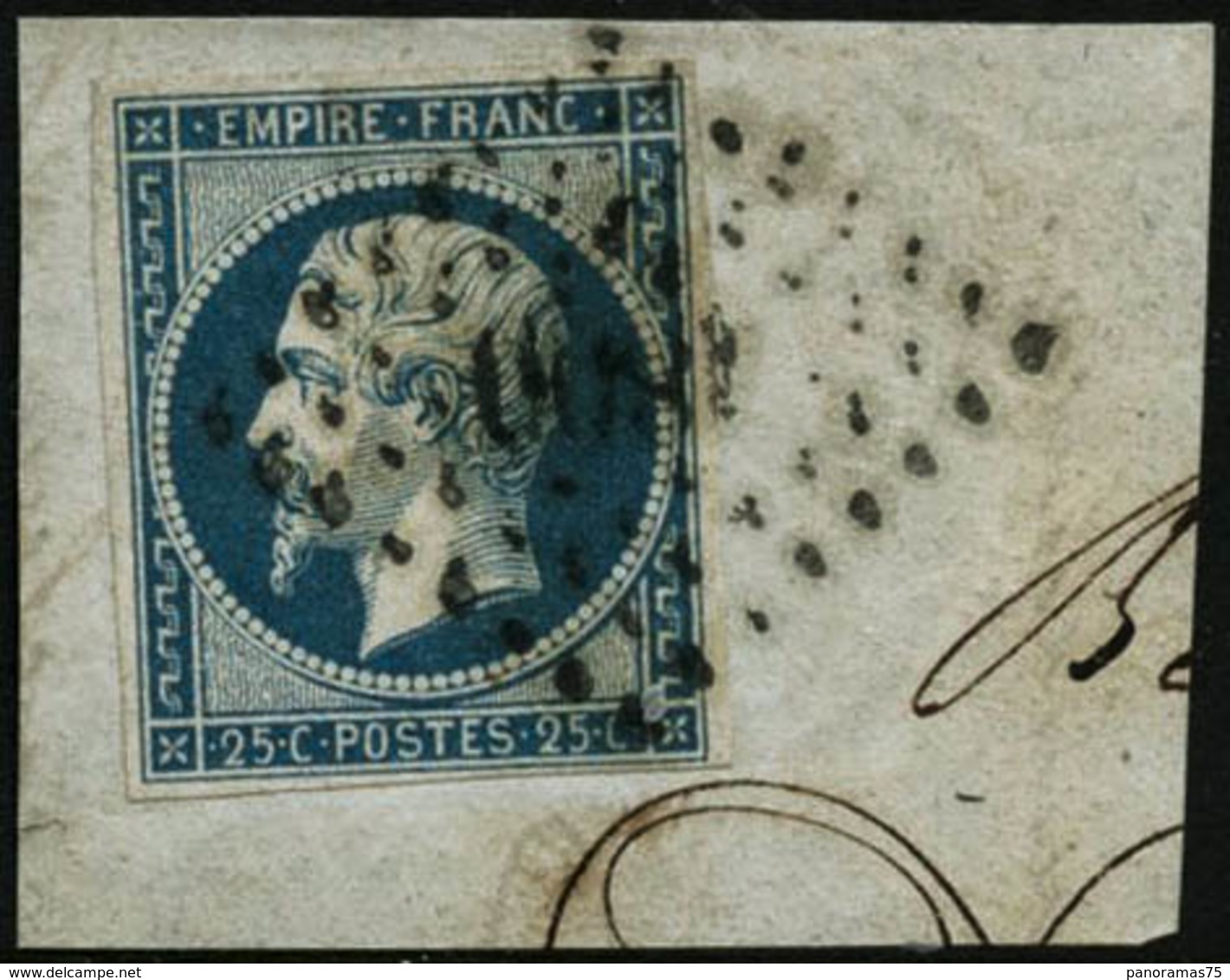 Oblit./fragment N°15 25c Bleu S/fgt - TB - 1853-1860 Napoleon III