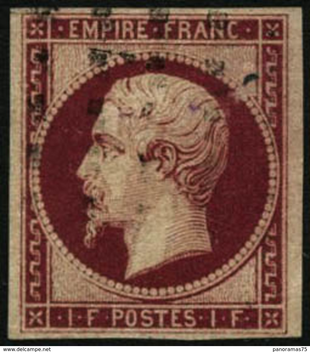 Oblit. N°18g 1F Velours, Nuance Exceptionnelle, Pièce D'amateur RARE - TB - 1853-1860 Napoleone III