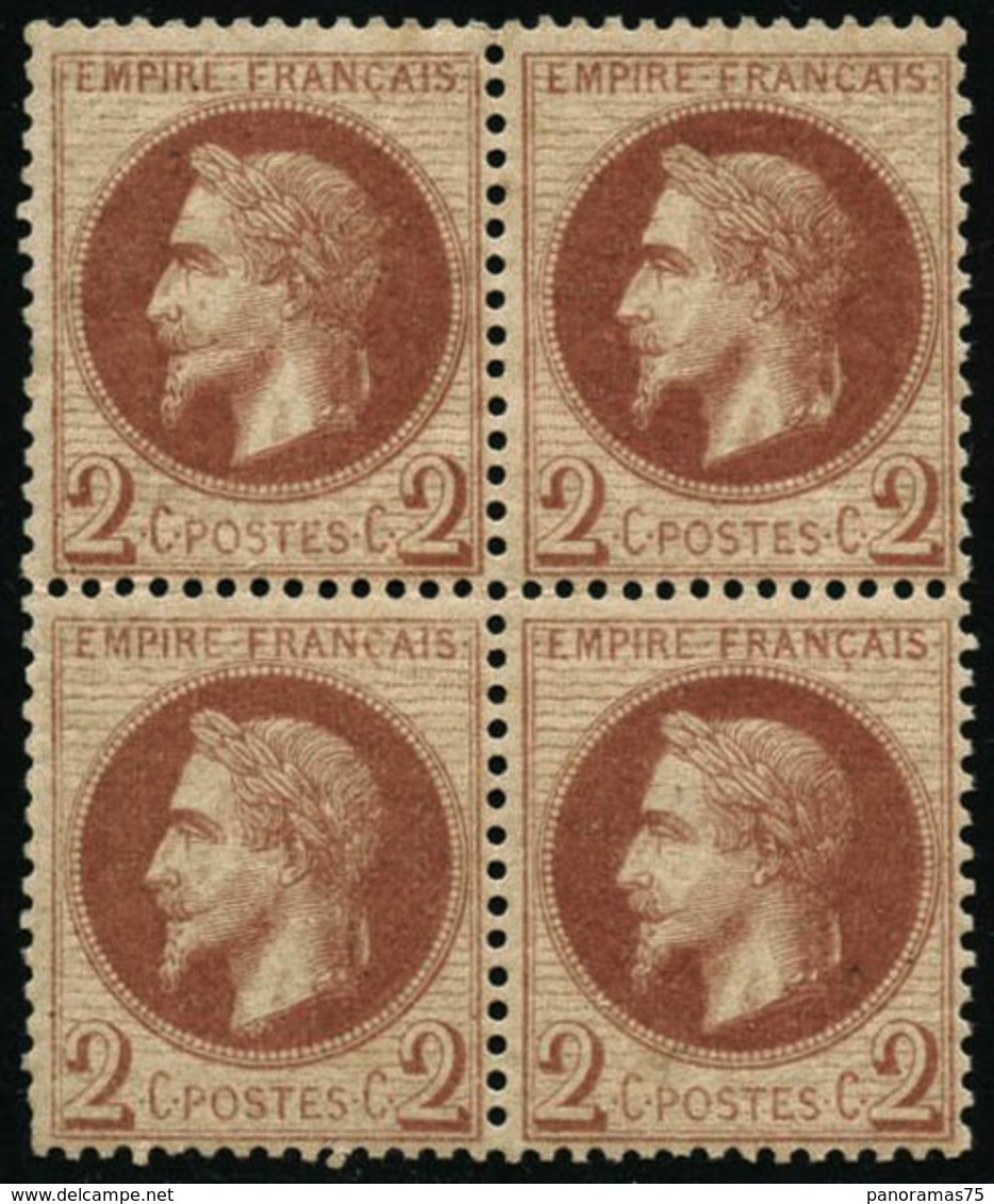 * N°26 2c Rouge Brun, Bloc De 4 - TB - 1863-1870 Napoleon III With Laurels