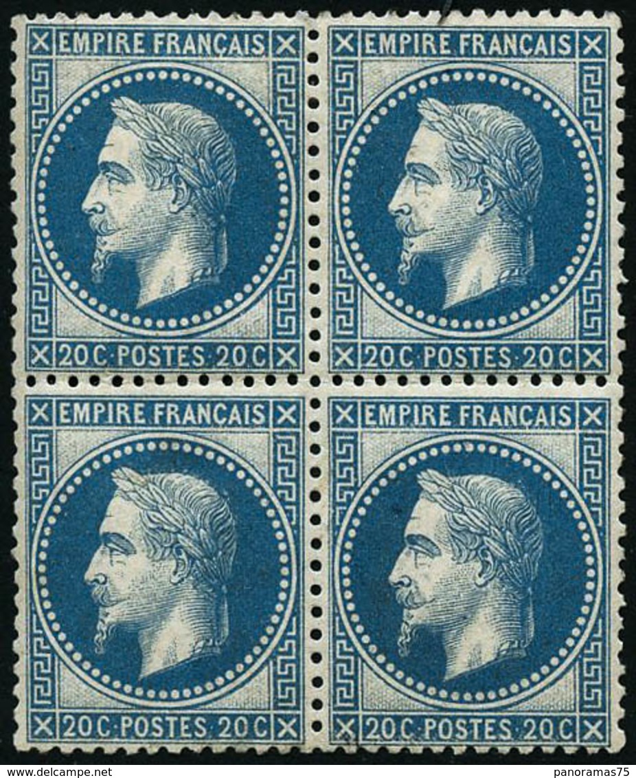 ** N°29A 20c Bleu, Type I Bloc De 4, Signé Calves - TB - 1863-1870 Napoleon III With Laurels