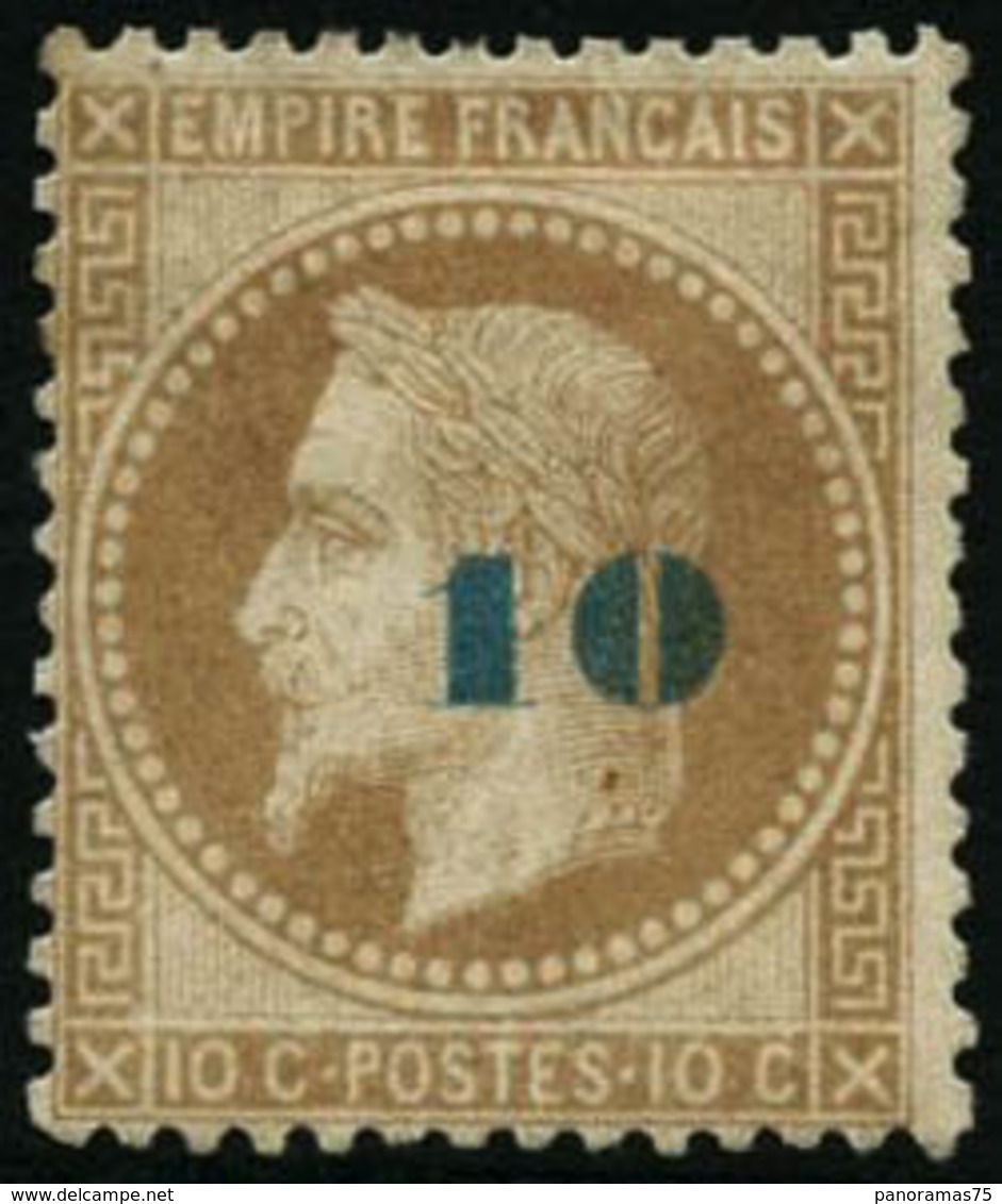 * N°34 10 Sur 10c Bistre, Signé Lemaire, Calves - B - 1863-1870 Napoléon III Lauré