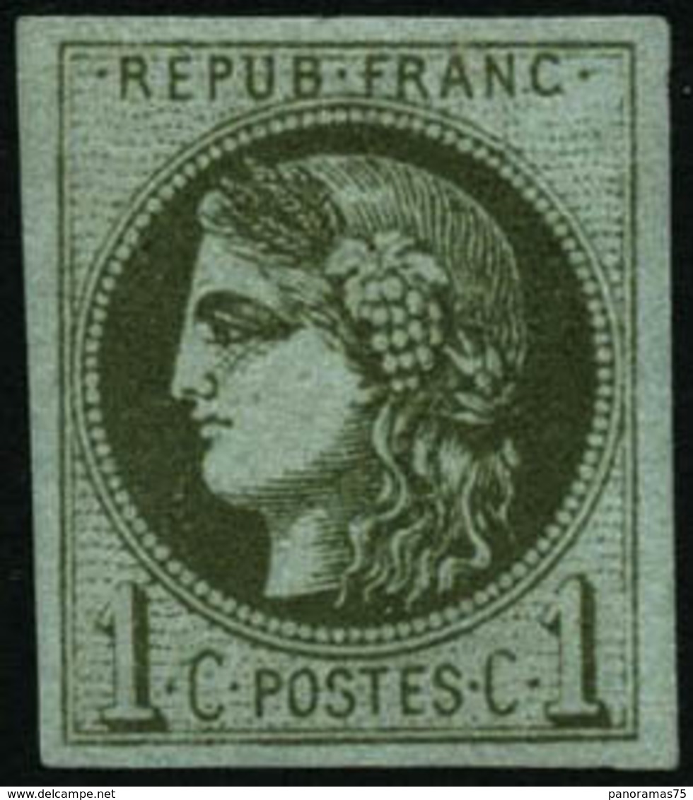 ** N°39B 1c Olive  R2 - TB - 1870 Bordeaux Printing