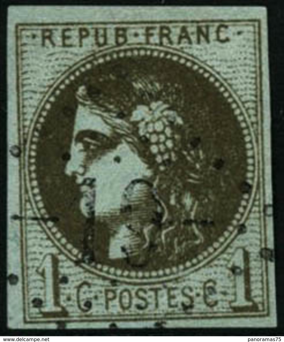 Oblit. N°39Cc 1c Olive Bronze R3 - TB - 1870 Bordeaux Printing