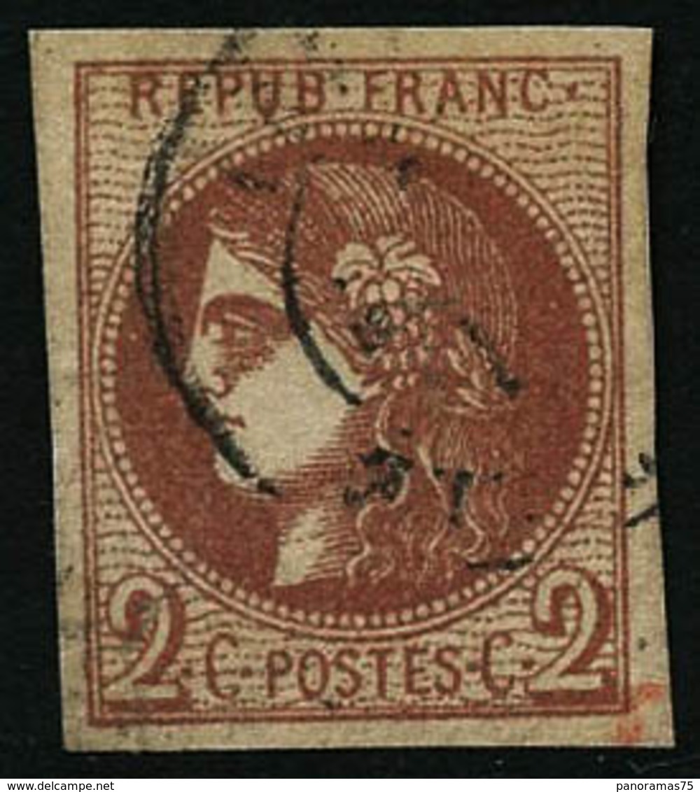 Oblit. N°40B 2c Brun Rouge R2 - TB - 1870 Emissione Di Bordeaux