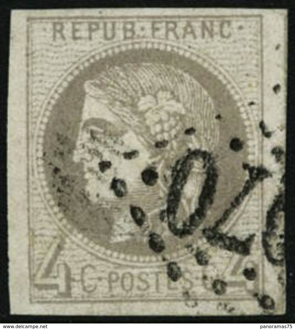 Oblit. N°41B 4c Gris R2, Obl GC - TB - 1870 Bordeaux Printing