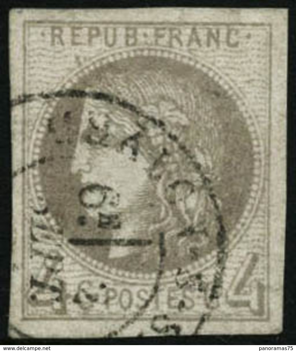 Oblit. N°41B 4c Gris R2 - TB - 1870 Bordeaux Printing