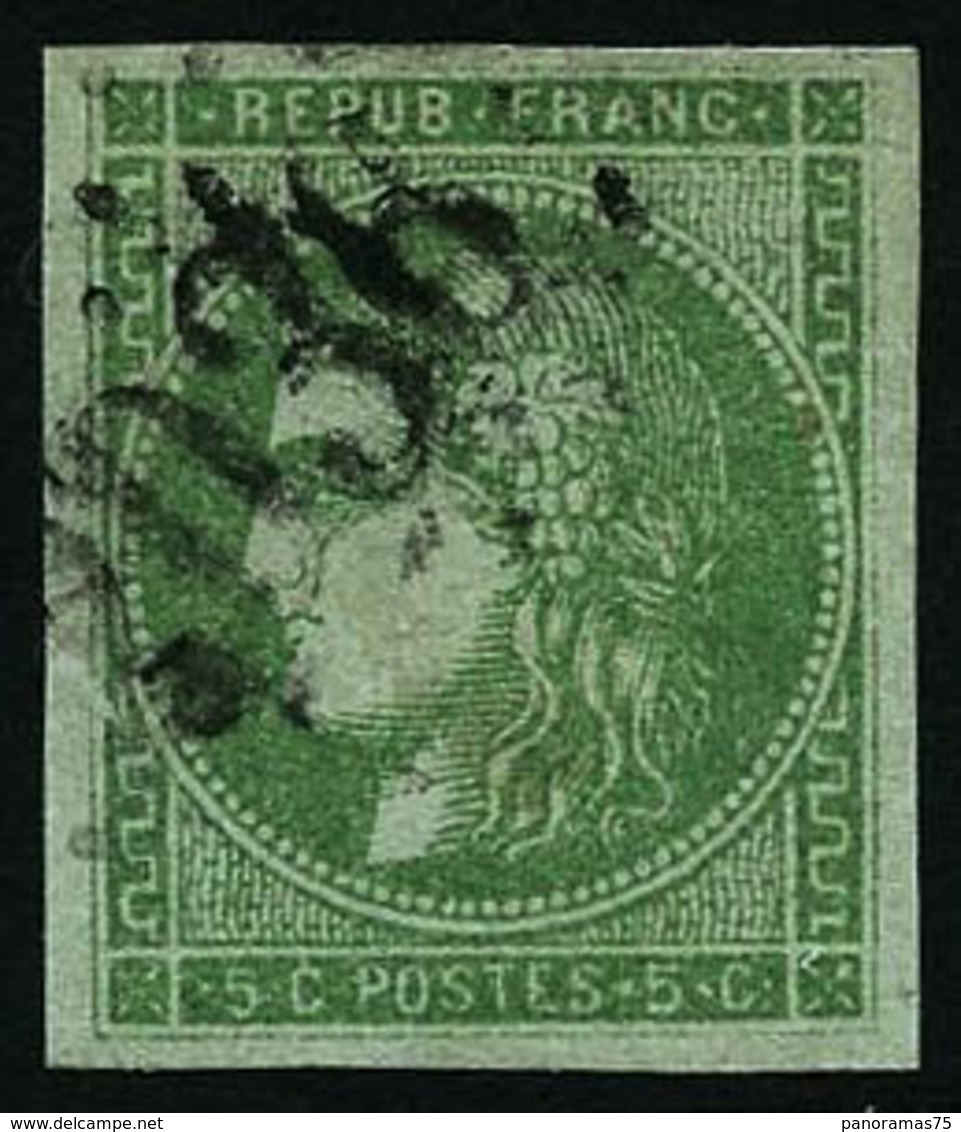 Oblit. N°42B 5c Vert-jaune R2 - TB - 1870 Bordeaux Printing