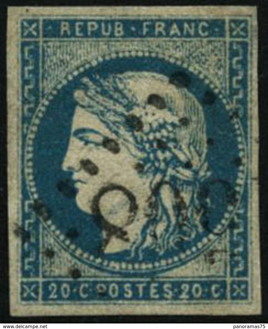 Oblit. N°44A 20c Bleu R1, Type I - TB - 1870 Bordeaux Printing