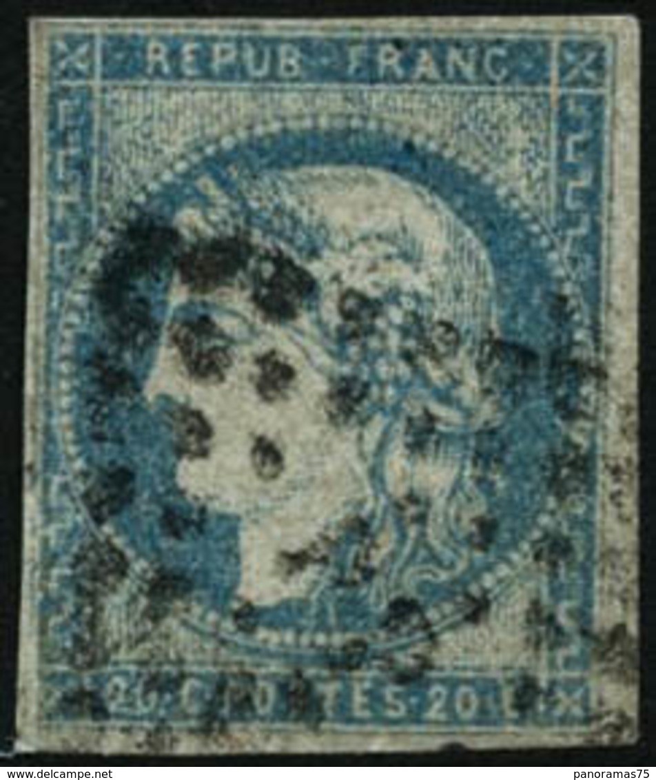 Oblit. N°44B 20c Bleu, Type I R2, Impression Usée - TB - 1870 Emissione Di Bordeaux