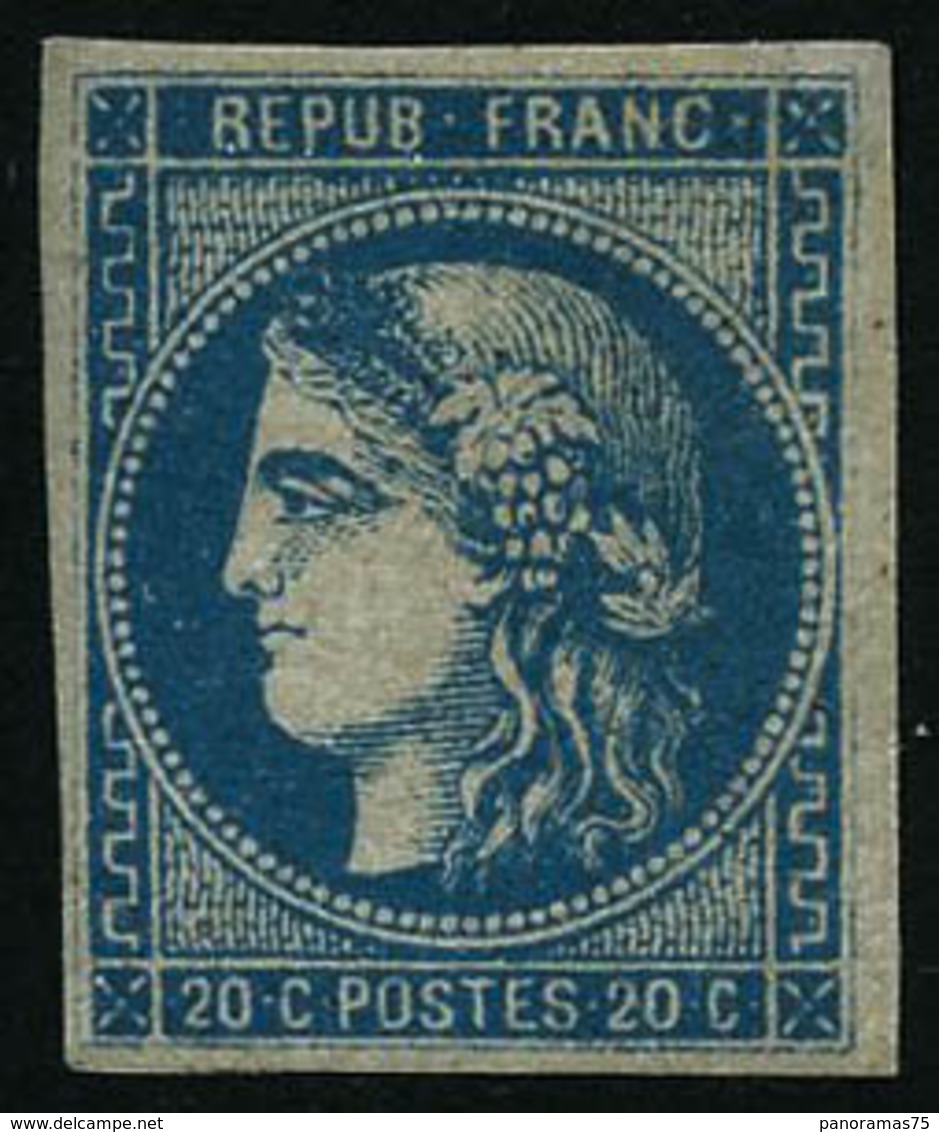 ** N°46B 20c Bleu R2, Type III - TB - 1870 Bordeaux Printing