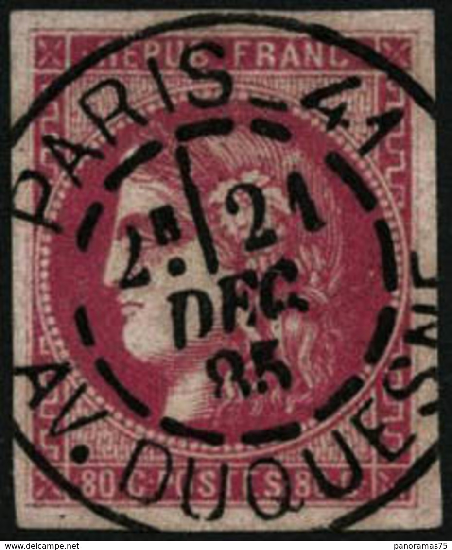 Oblit. N°49 80c Rose Obl Càd - TB - 1870 Emissione Di Bordeaux