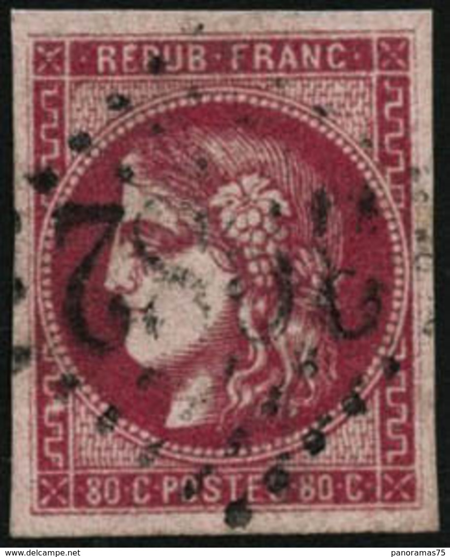 Oblit. N°49 80c Rose - TB - 1870 Bordeaux Printing