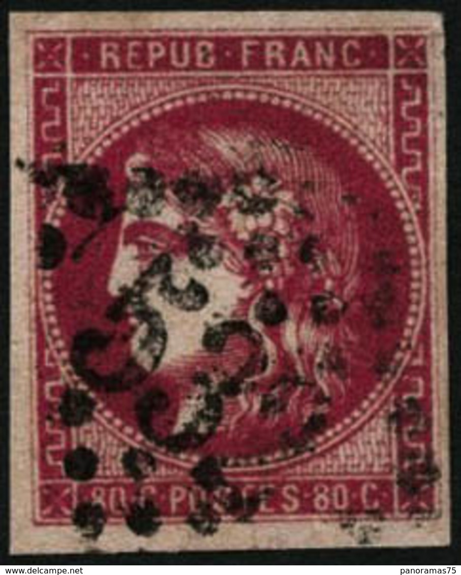 Oblit. N°49b 80c Rose Vif - TB - 1870 Bordeaux Printing