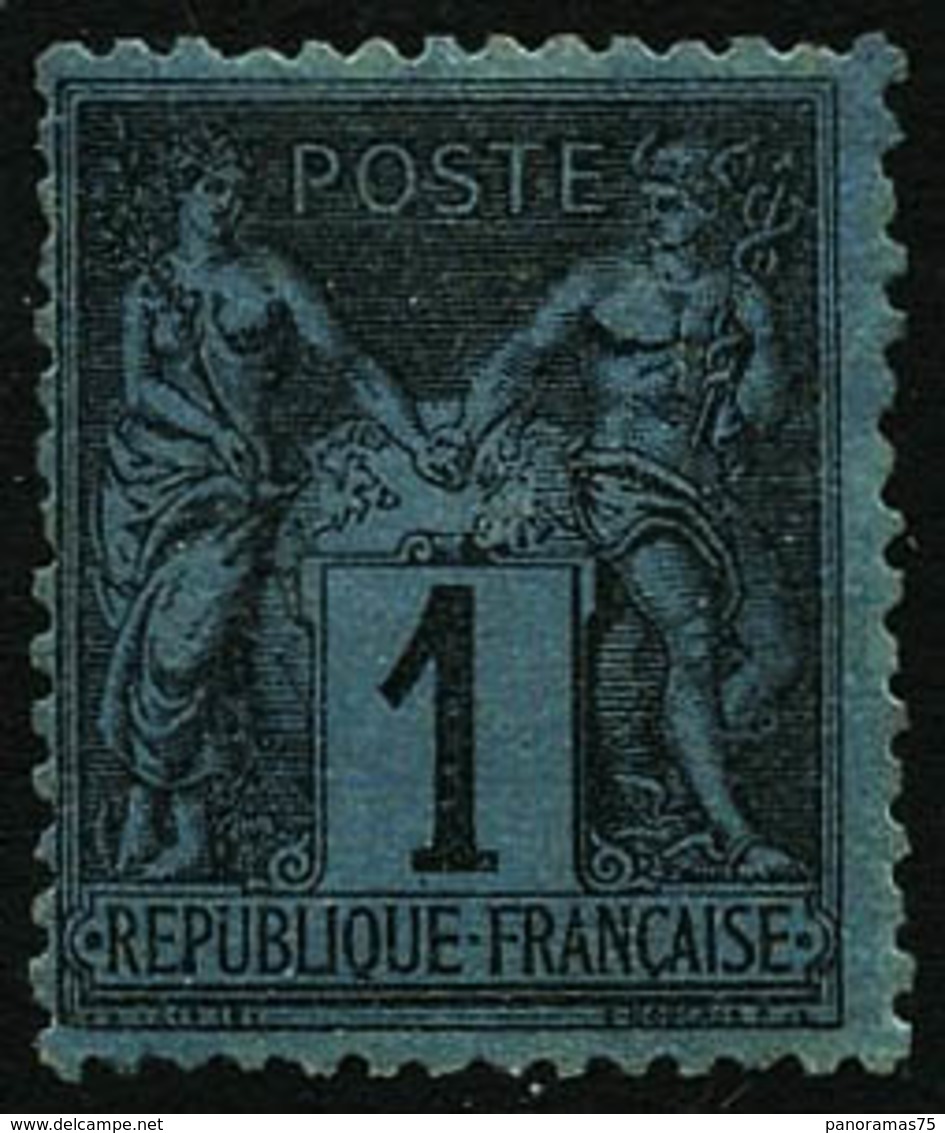 * N°84 1c Noir S/bleu De Prusse, Signé JF Brun - TB - 1876-1878 Sage (Tipo I)