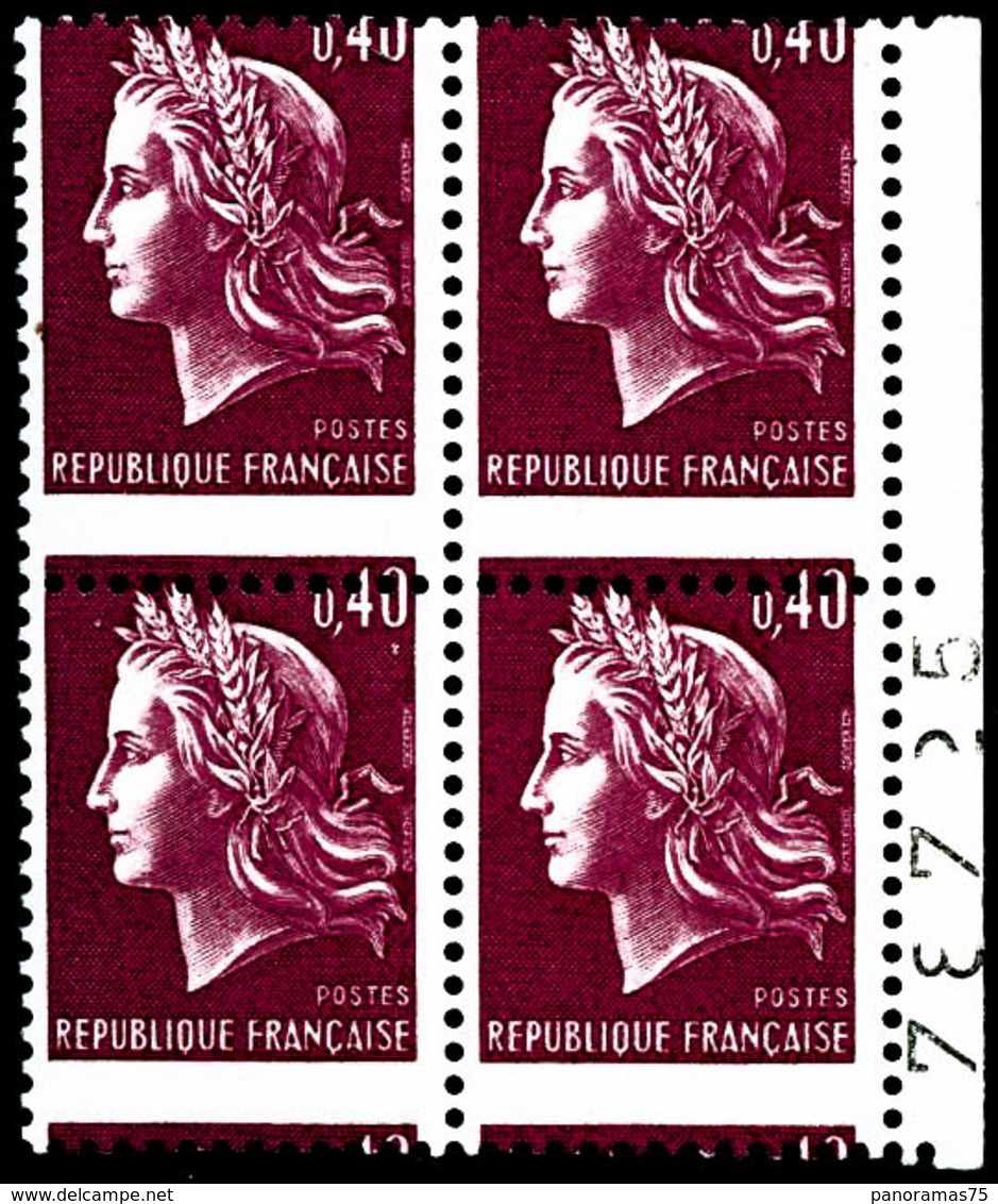 ** N°1536B 40c Rouge-carminé, Bloc De 4 Superbe Variété De Piquage - TB - Other & Unclassified