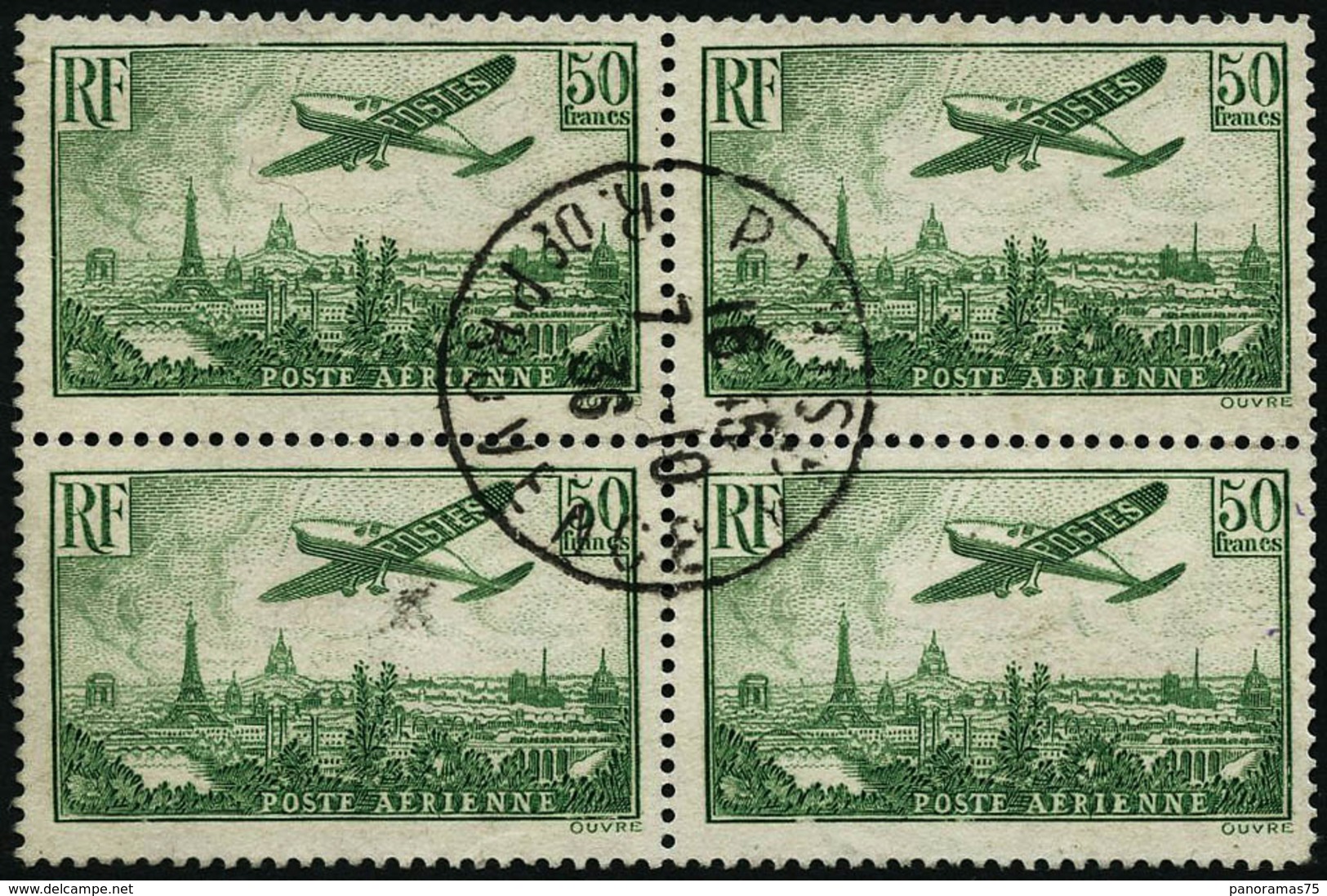 Oblit. N°14 50F Vert, Bloc De 4 - TB - Other & Unclassified