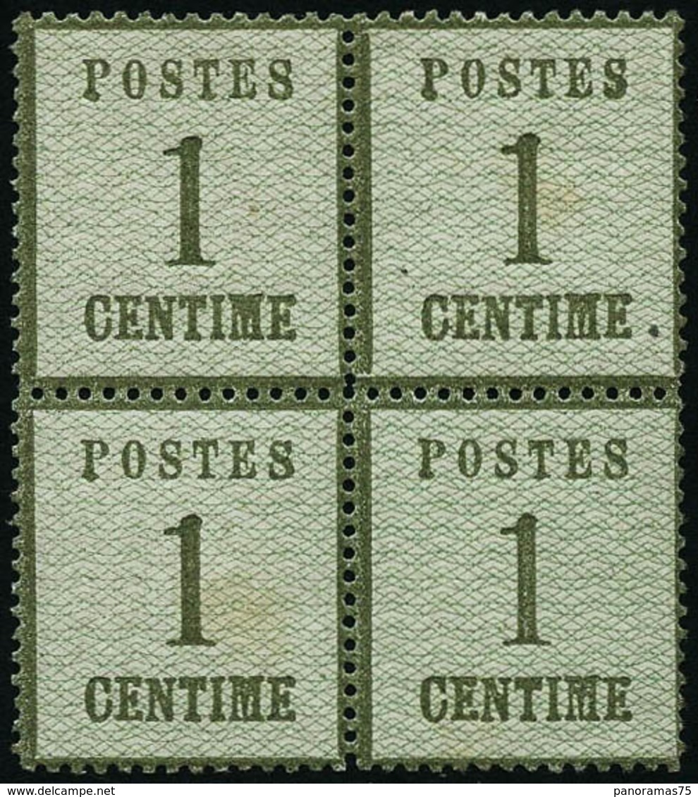 ** N°1 1c Vert-bronze, Très Bien Centré Bloc De 4 - TB - Other & Unclassified