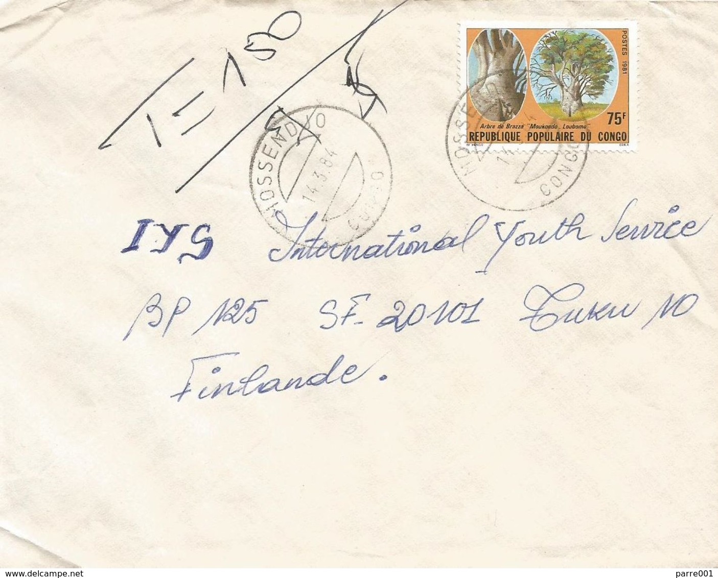 Congo 1984 Mossendjo Baobab Tree Taxed Cover - Afgestempeld