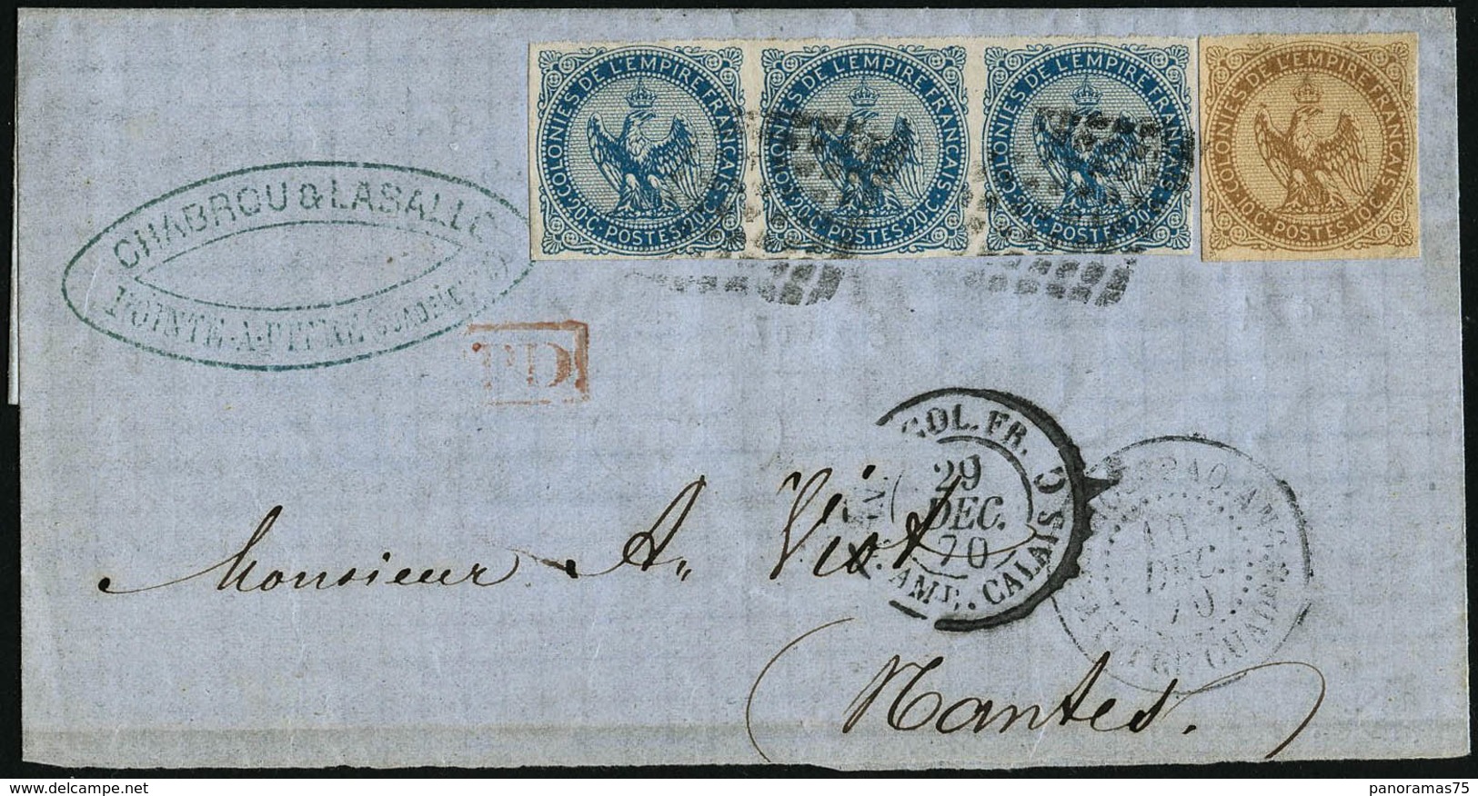 Lettre N°3 - 4x 3 Lettre Incomplète De La Guadeloupe Du 10 Décembre 1870 Pour Nantes - TB - Altri & Non Classificati