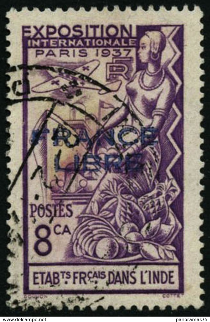 Oblit. N°156a 8ca Violet, Surcharge Bleue - TB - Other & Unclassified