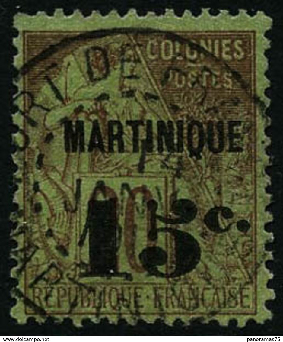 Oblit. N°16 15c Sur 20c Brique S/vert - TB - Other & Unclassified