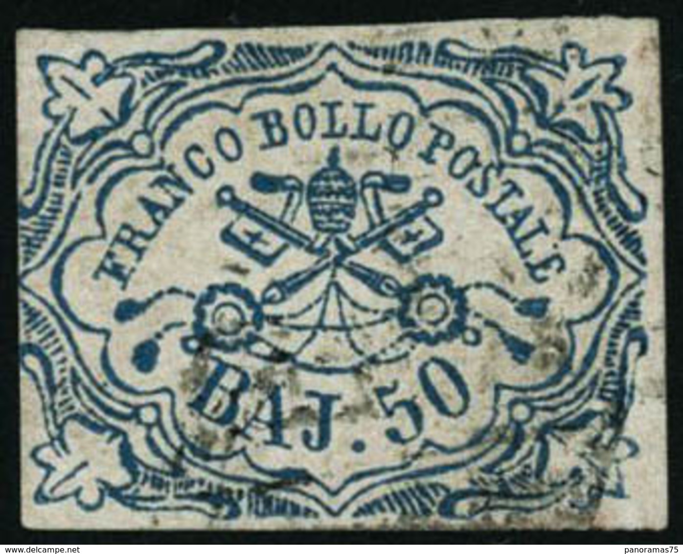 Oblit. N°10 50b Bleu - B - Papal States