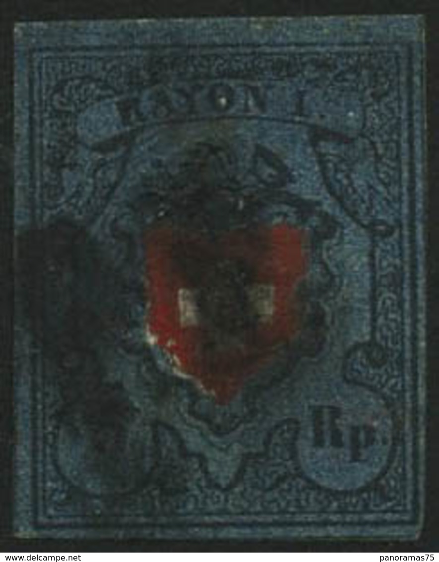 Oblit. N°14 5r Bleu-foncé, Noir Et Rouge - TB - Andere & Zonder Classificatie