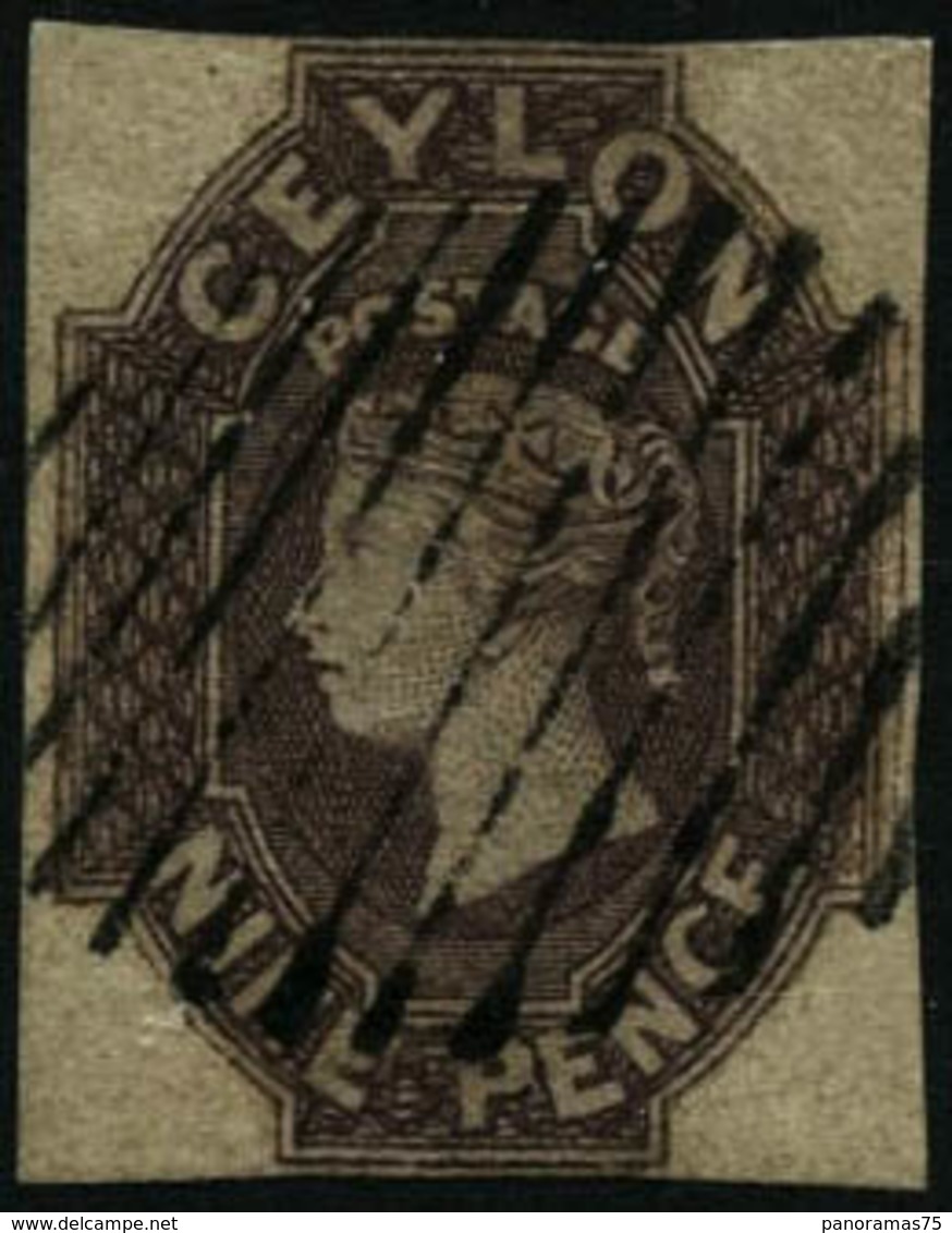 Oblit. N°7 9p Brun-lilas, Infime Froissure - B - Ceylon (...-1947)