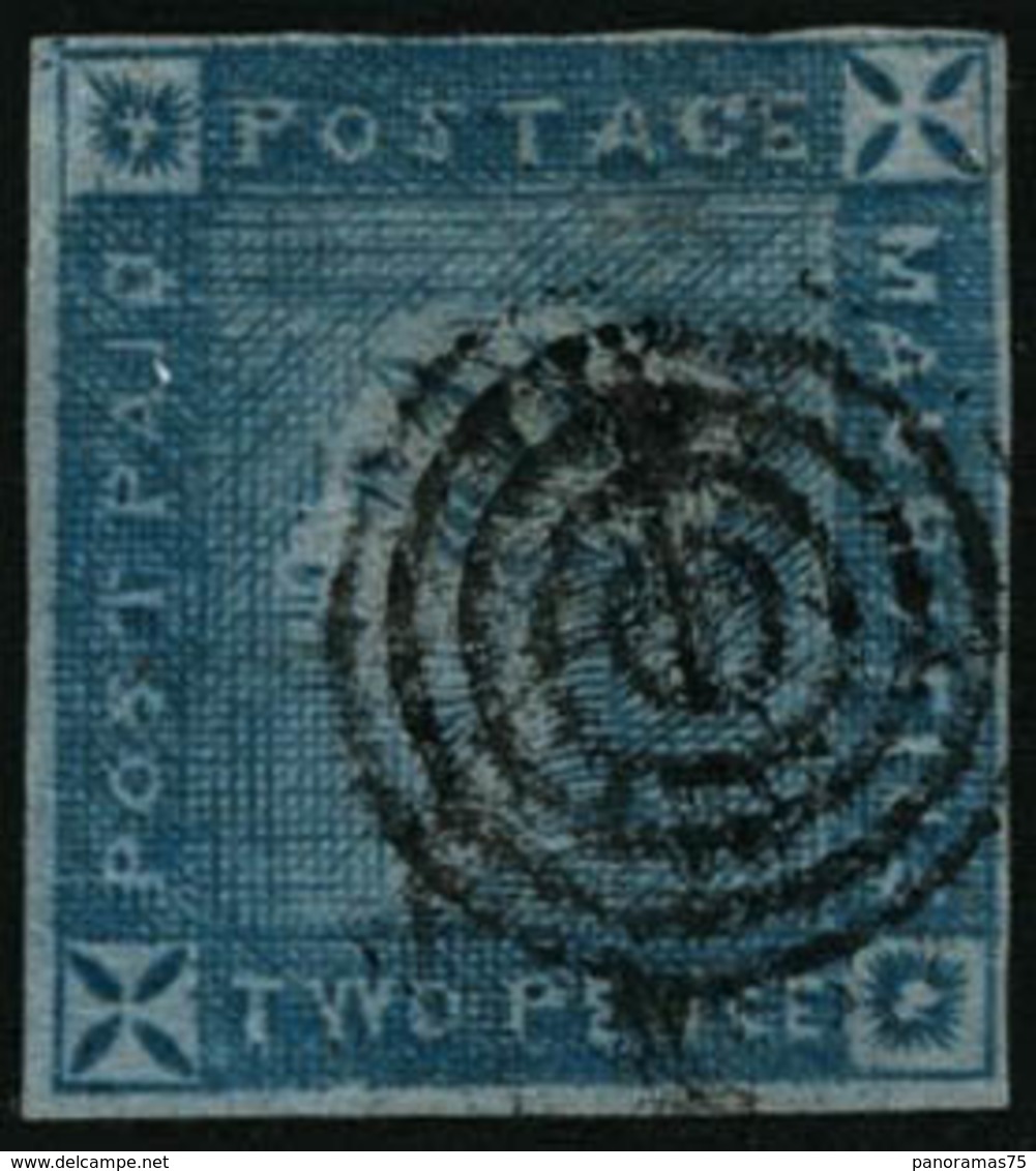 Oblit. N°8A 2p Bleu, Gravure Intermédiaire, Signé Brun - TB - Mauritius (...-1967)