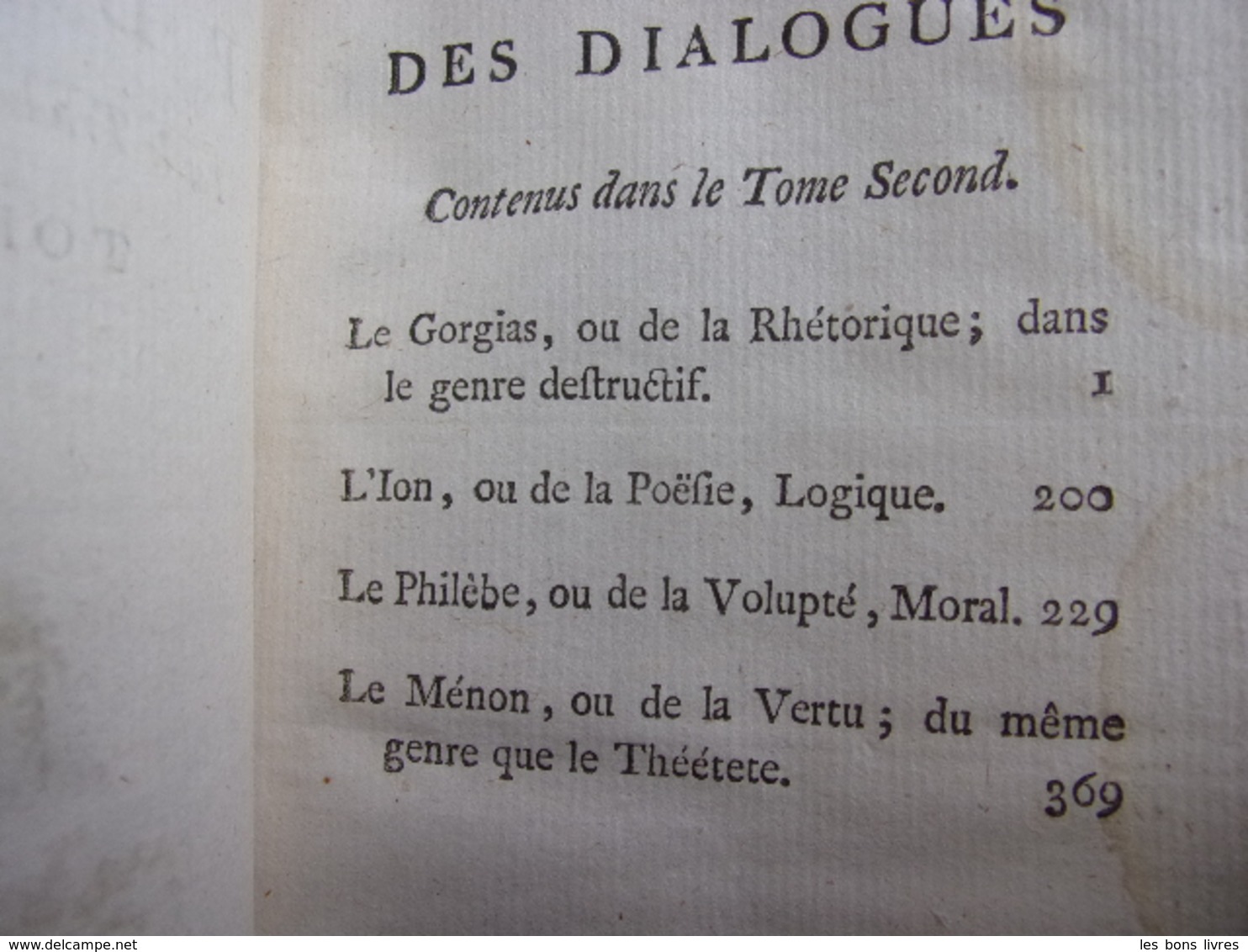 DIALOGUES DE PLATON Par Le Traducteur De La République - Before 18th Century