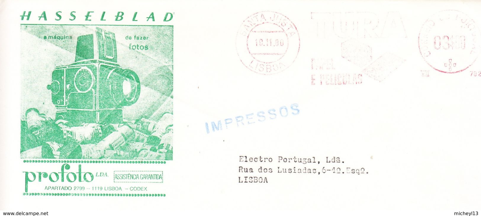 Portugal-Santa Justa/Lisboa-10/11/1980-TURA-Papel E Peliculas - Sur Lettre à En Tête ''HASSELBLAD'' - Photography