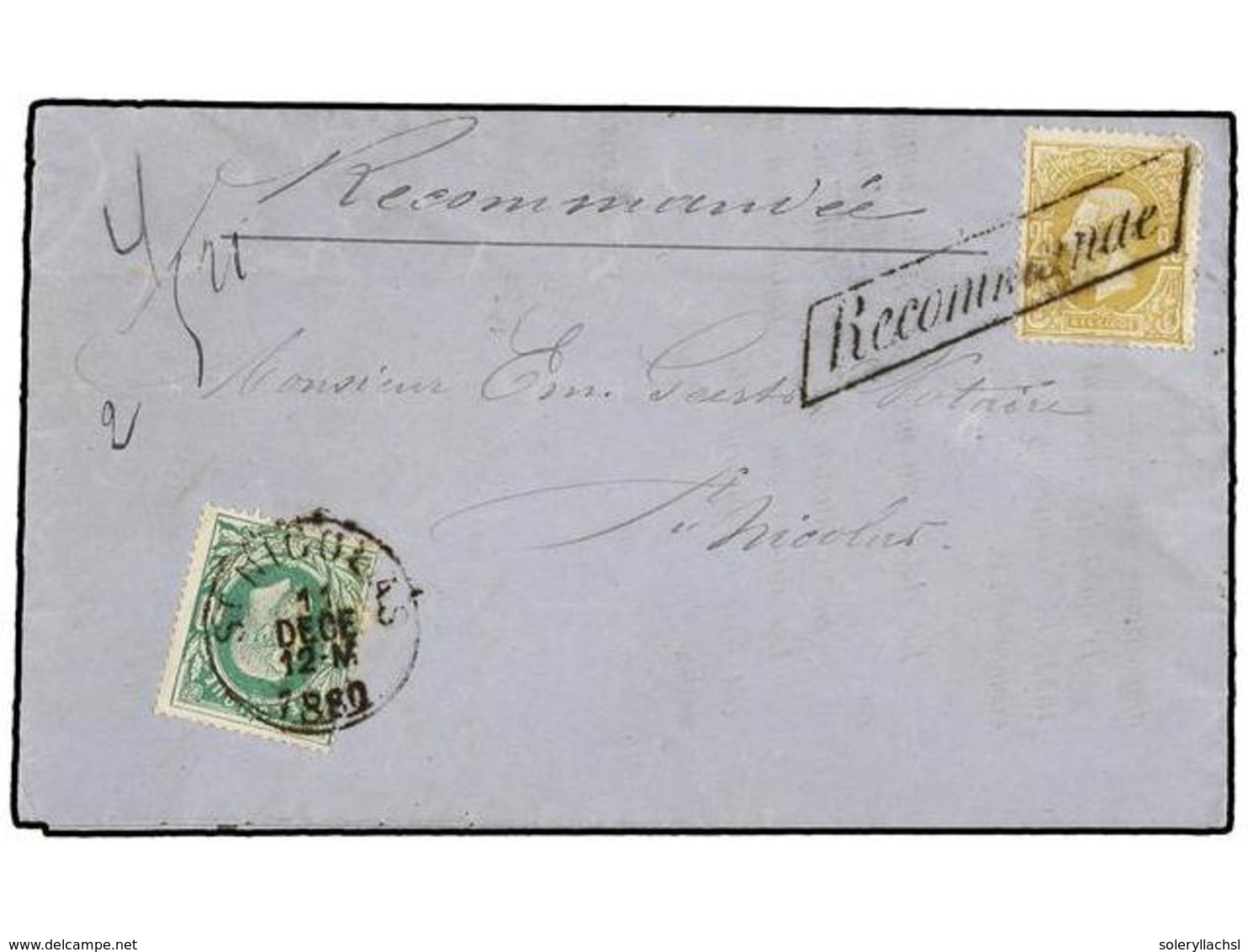 135 BELGICA. Of.30, 32. 1880. SAINT NICOLAS Internal Mail. Entire Letter Franked With <B>10 Cts.</B> Green And <B>25 Cts - Altri & Non Classificati